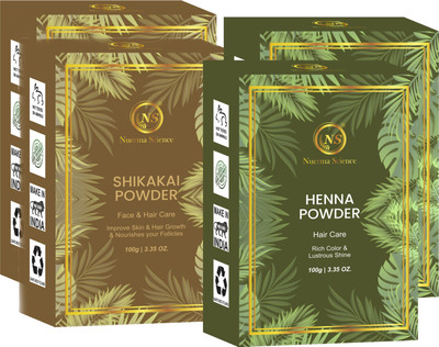 Nuerma Science Henna & Shikakai Powder for Soft, Silky Black Shiny Hair Growth Pack of 2 Each(400 g)