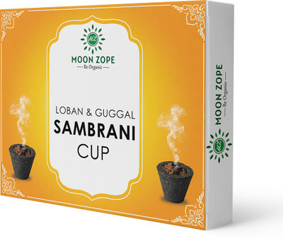 MOON ZOPE Sambrani Pooja cup | Loban & Guggal | Pack of 24 Piece With Holder Plate Dhoop(Pack of 24)