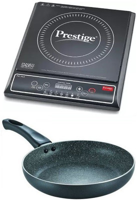 Prestige Granite Frypan 24 cm with Rio induction ooktop 1200 W Induction Cooktop (Black, Push Button)