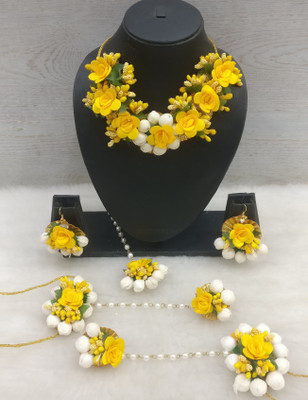 kalp creations Fabric Yellow Jewellery Set(Pack of 1)