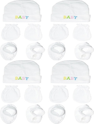 GOURAVSUMANA Baby Boys & Baby Girls Casual Cap Mitten(White 4)