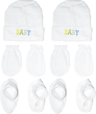 GOURAVSUMANA Baby Boys & Baby Girls Casual Cap Mitten(White 2)
