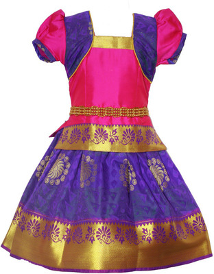 LEGHANGA WORLD Girls Lehenga Choli Ethnic Wear Self Design Lehenga Choli(Purple, Pack of 1)
