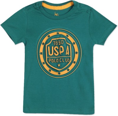 U.S. POLO ASSN. Baby Boys Typography Cotton Blend Regular T Shirt(Green, Pack of 1)