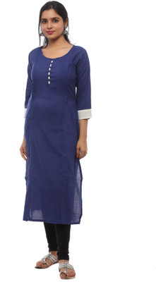 sushil Women Solid Straight Kurta(Dark Blue)