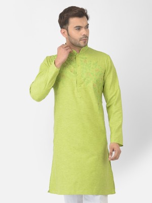 DEYANN Men Embroidered Straight Kurta(Light Green)