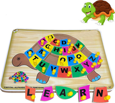 HIGHSEAS AtoZ Alphabets Tortoise Puzzle Learning Toy Board Game for Kids brain teasers(Beige, Multicolor)