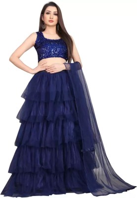 JAYMOGAL FASHION Self Design Semi Stitched Lehenga Choli(Blue)