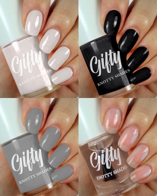 GIFTY No Toxin Nail Lacquer (Courage to Change) Peal White,Midnight Black,Super Glossy,Smoky Night(Pack of 4)