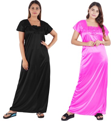 archi creation Women Nighty(Pink, Black)