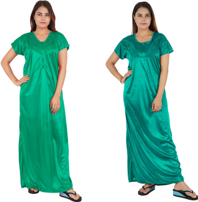 archi creation Women Nighty(Green)