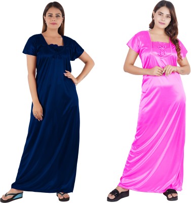 archi creation Women Nighty Set(Blue, Pink)