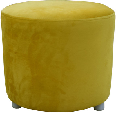 JNCRAFTS Fabric Pouf(Finish Color - Bright yellow, Pre Assembled)