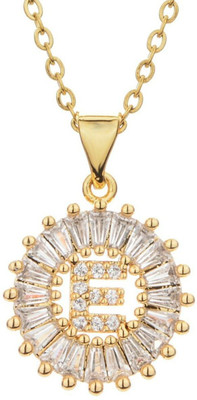 ZIVOM Letter Alphabet Initial E Gold-plated Cubic Zirconia Copper
