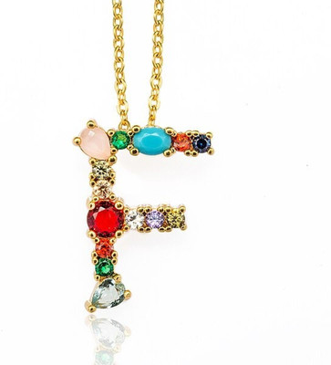 ZIVOM Letter Alphabet Initial F Gold-plated Copper Pendant Set