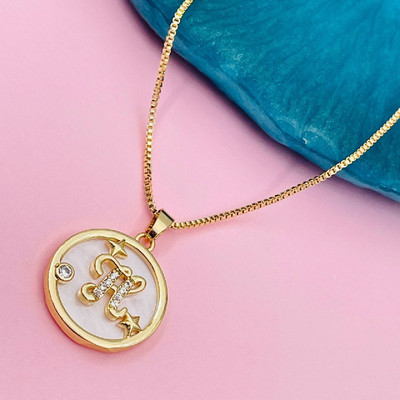 ZIVOM Letter Alphabet Initial H Gold-plated Copper Pendant Set