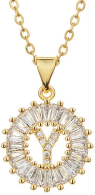 ZIVOM Letter Alphabet Initial Y Gold-plated Copper Pendant Set