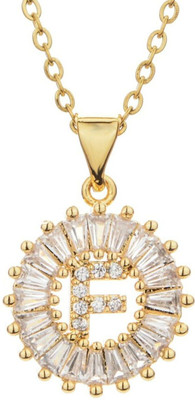 ZIVOM Letter Alphabet Initial F Gold-plated Copper Pendant Set