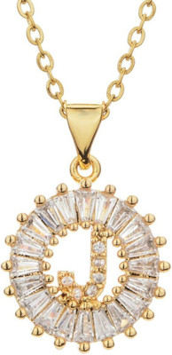 ZIVOM Letter Alphabet Initial J Gold-plated Cubic Zirconia Copper