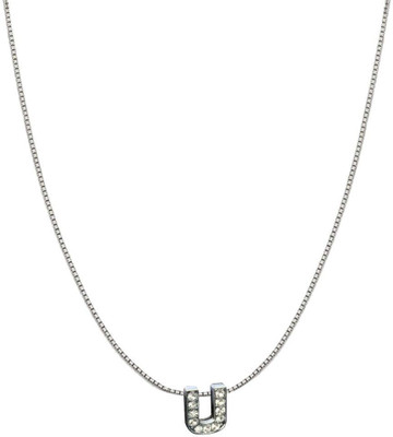 ZIVOM Letter Alphabet Initial U Silver Copper Pendant Set