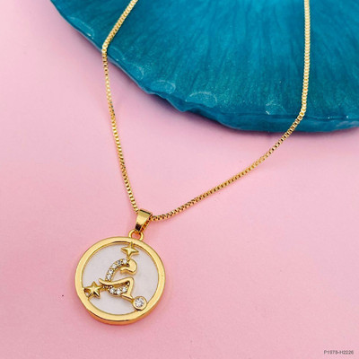ZIVOM Letter Alphabet Initial G Gold-plated Copper Pendant Set