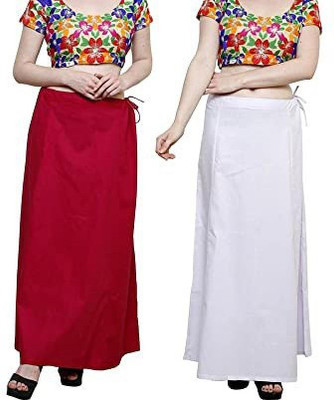Disson White _Marron Combo- 2 Pure Cotton Petticoat(Free)