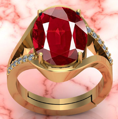 Sidharth Gems 7.25 Ratti 6.50 Carat Natural Ruby Stone Manik Ring Brass Ruby Gold Plated Ring