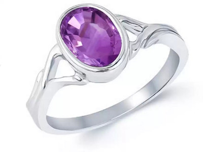 Chopra Gems Amethyst Stone Adjustable Ring Original and Certified natural Katela/Jamunia Brass Amethyst Silver Plated Ring