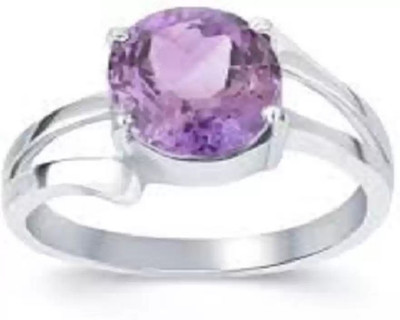 Chopra Gems Amethyst Stone Adjustable Ring Original and Certified natural Katela/Jamunia Brass Amethyst Silver Plated Ring