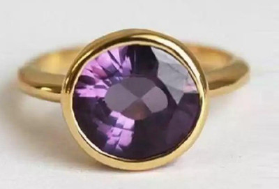 Chopra Gems Amethyst Stone Ring Original and Certified natural Katela/Jamunia For Men/Women Brass Amethyst Gold Plated Ring
