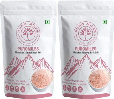 Puro Miles Himalayan Pink Rock Salt 2 Kg | Free from Anti Caking agents and Chemicals |Pure & Natural |Loaded with Natural Minerals Himalayan Rock Salt(2 kg, Pack of 2)