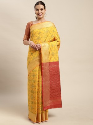 Kimisha Woven Bollywood Silk Blend Saree(Mustard)