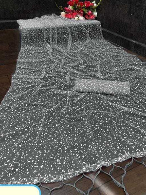 MAAFAB Embroidered Bollywood Net Saree(Grey)