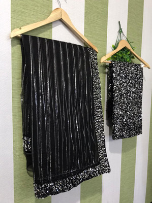 lalu creation Embroidered Bollywood Net Saree(Pack of 2, Black)