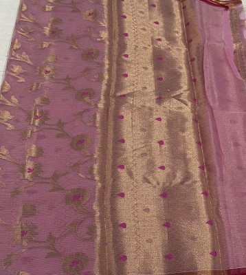 ROOPKAMAL Woven Banarasi Cotton Jute Saree(Pink)