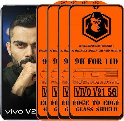 TWIGLO Edge To Edge Tempered Glass for VIVO V21 5G(Pack of 4)