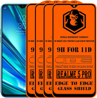 TWIGLO Edge To Edge Tempered Glass for REALME 5 PRO(Pack of 4)