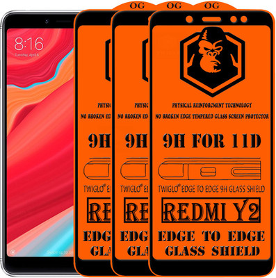 TWIGLO Edge To Edge Tempered Glass for Mi Redmi Y2(Pack of 3)