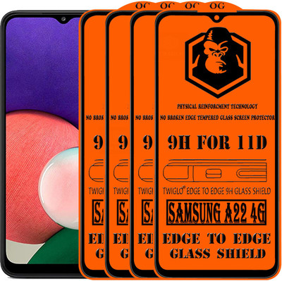 TWIGLO Edge To Edge Tempered Glass for SAMSUNG A22(Pack of 4)