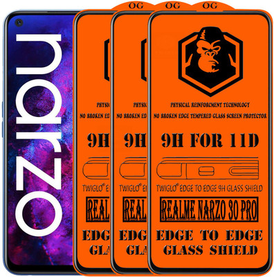 TWIGLO Edge To Edge Tempered Glass for REALME NARZO 30 PRO(Pack of 3)