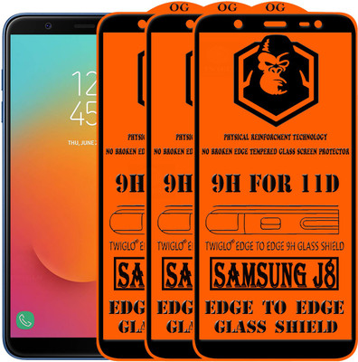 TWIGLO Edge To Edge Tempered Glass for Samsung Galaxy J8(Pack of 3)
