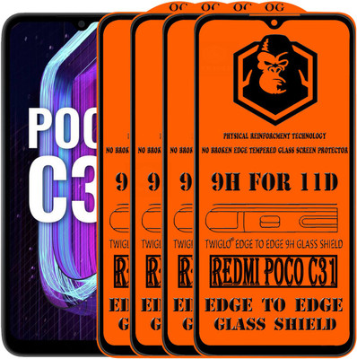TWIGLO Edge To Edge Tempered Glass for REDMI POCO C31(Pack of 4)