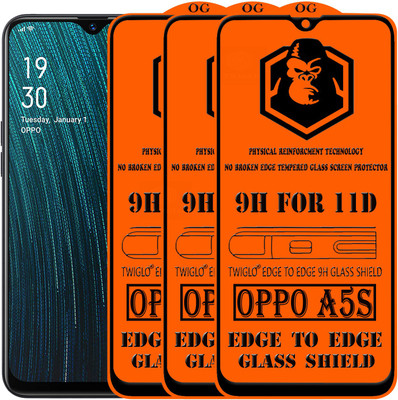 TWIGLO Edge To Edge Tempered Glass for OPPO A5S(Pack of 3)