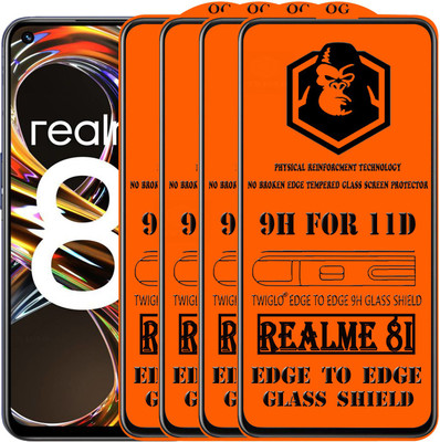 TWIGLO Edge To Edge Tempered Glass for REALME 8I(Pack of 4)