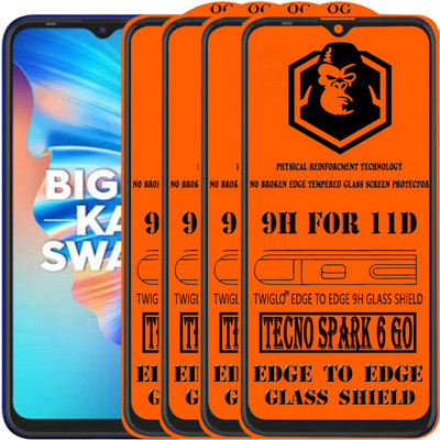 TWIGLO Edge To Edge Tempered Glass for TECNO SPARK 6 GO(Pack of 4)