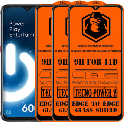 TWIGLO Edge To Edge Tempered Glass for TECNO POWER 2(Pack of 3)