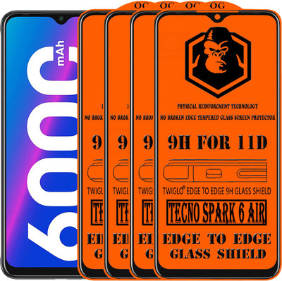 TWIGLO Edge To Edge Tempered Glass for TECNO SPARK 6 AIR(Pack of 4)