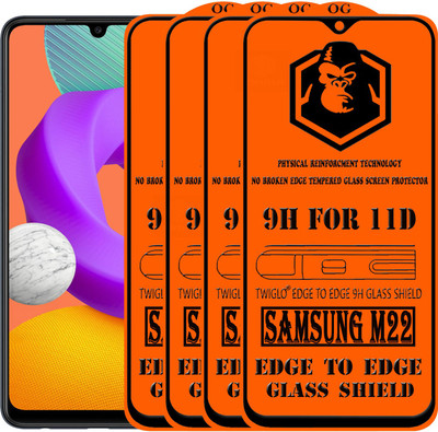 TWIGLO Edge To Edge Tempered Glass for SAMSUNG M22(Pack of 4)