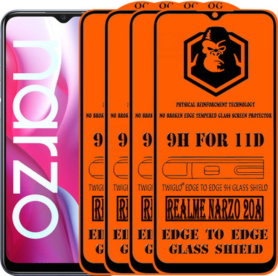TWIGLO Edge To Edge Tempered Glass for REALME NARZO 20A(Pack of 4)