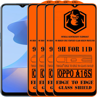 TWIGLO Edge To Edge Tempered Glass for OPPO A16S(Pack of 4)